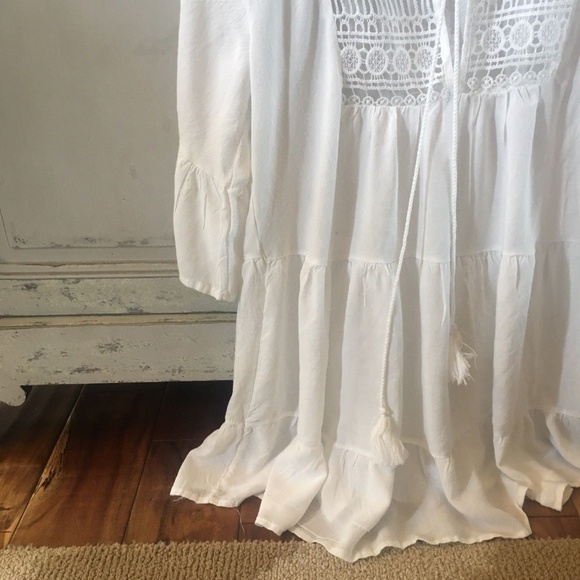 NWT White Crochet Lace Tunic Cotton Blouse Top - Picture 3 of 6